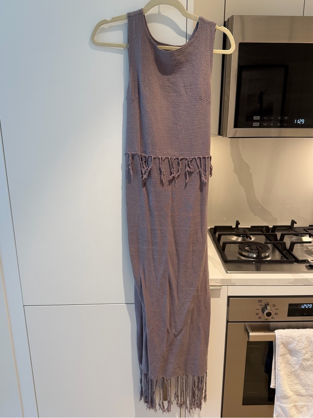 Fringed Sleeveless Midi Dress in Purple